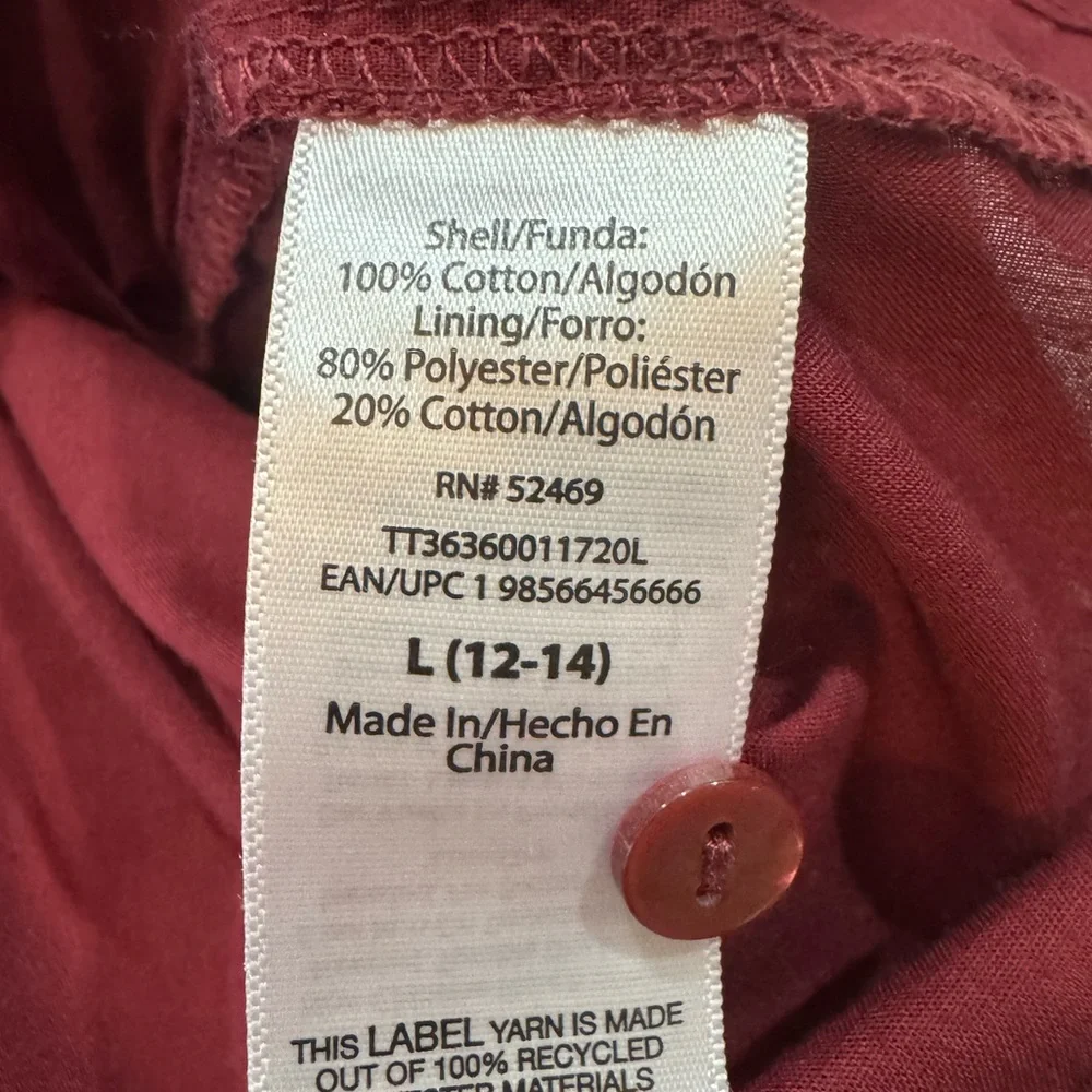 Wine Red Eyelet Mini Dress L Boho Scalloped Hem Embroidered Summer - Picture 6 of 7